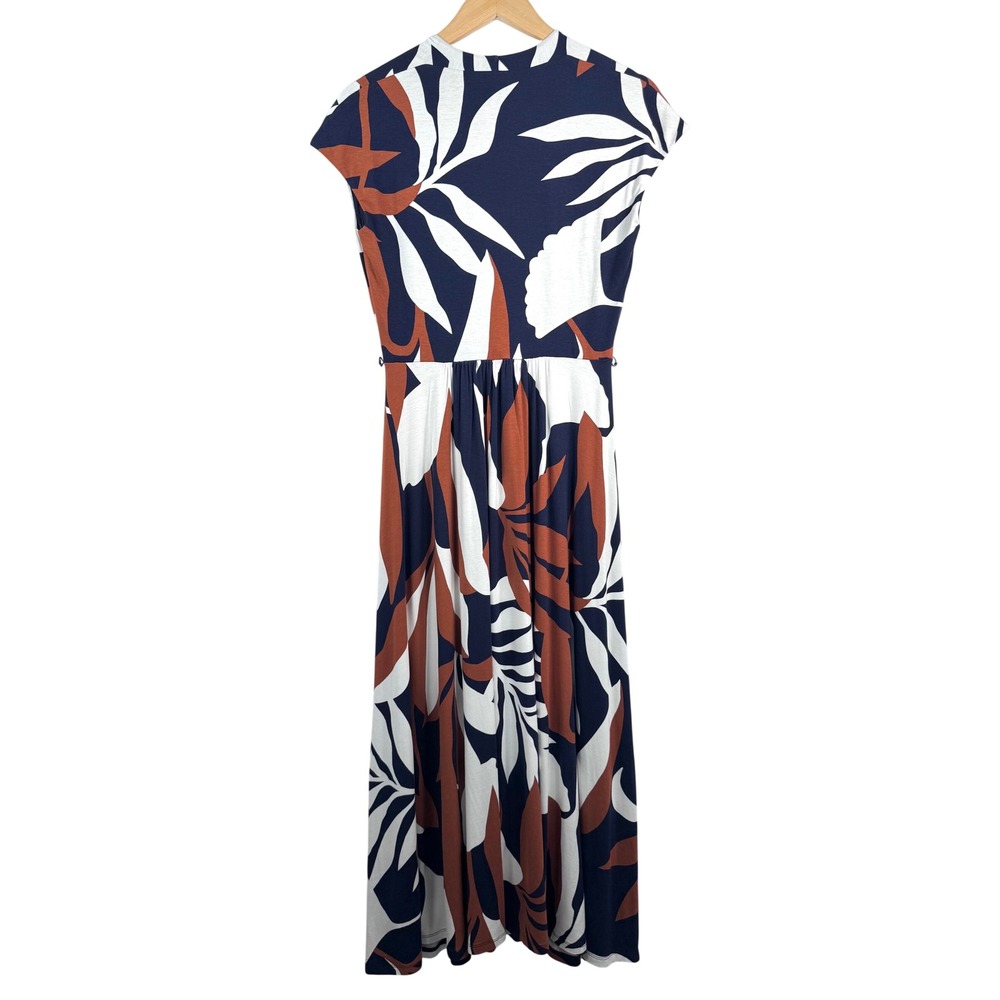 Boden Eleanor jersey Wrap Maxi Dress navy tropical floral print 90s Y2K sz 4 - Picture 3 of 9
